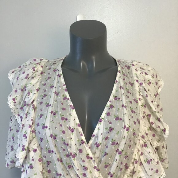 Selected Femme Susy Ruffled Floral Blouse Top Size 36 - Picture 2 of 13